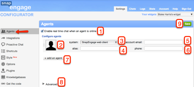 settings with numbers.