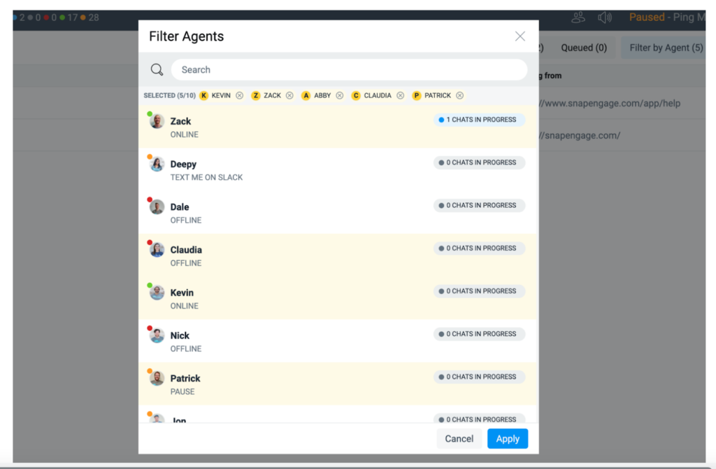 Supervisor SnapEngage Live Chat